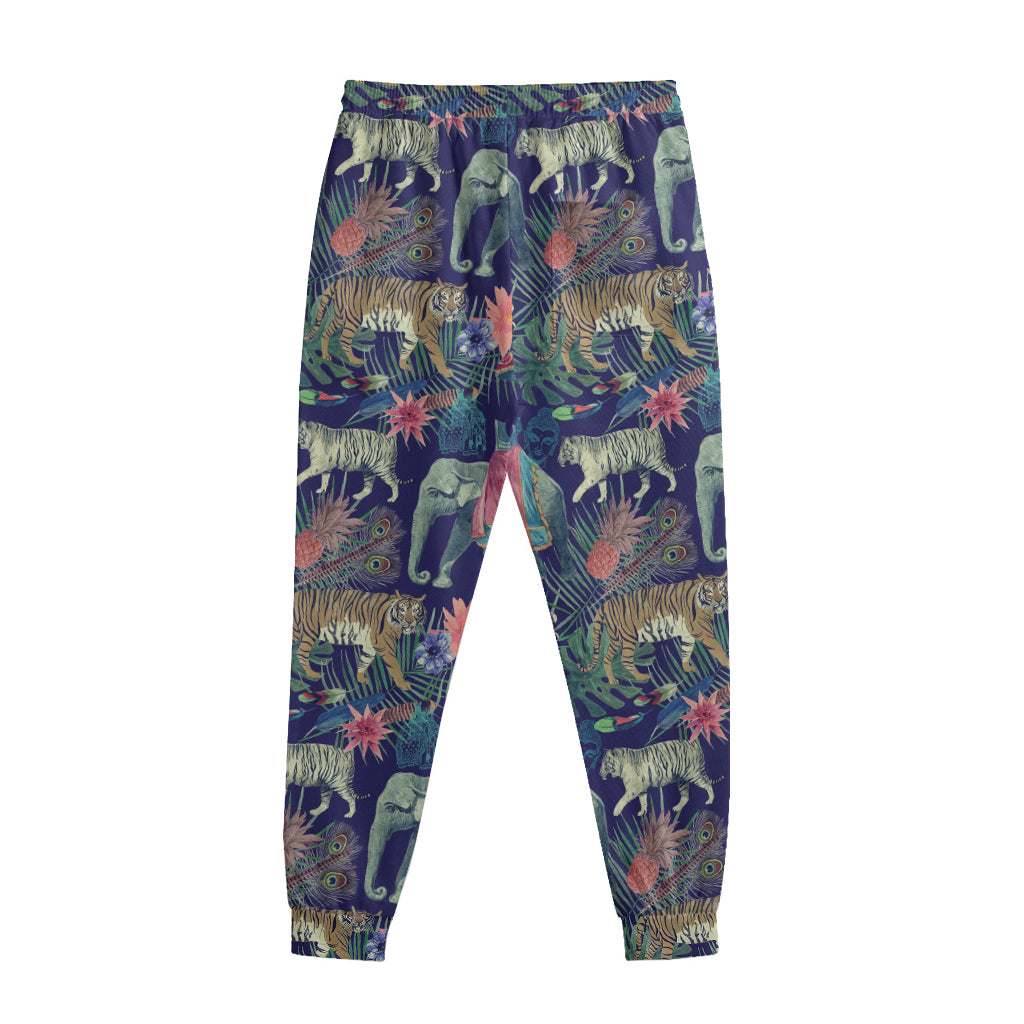 Asian Elephant And Tiger Print Sweatpants