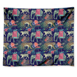 Asian Elephant And Tiger Print Tapestry