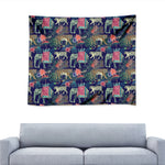 Asian Elephant And Tiger Print Tapestry