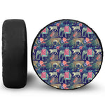 Asian Elephant And Tiger Print Tire Cover