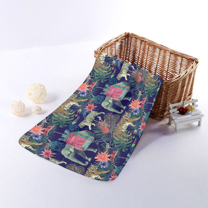 Asian Elephant And Tiger Print Towel