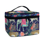 Asian Elephant And Tiger Print Travel Makeup Bag