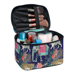 Asian Elephant And Tiger Print Travel Makeup Bag