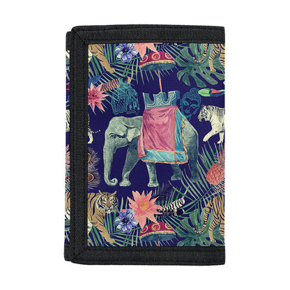 Asian Elephant And Tiger Print Trifold Wallet