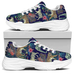 Asian Elephant And Tiger Print White Chunky Shoes