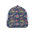 Asian Elephant And Tiger Print White Mesh Trucker Hat
