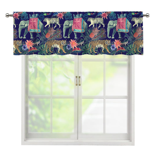 Asian Elephant And Tiger Print Window Valance