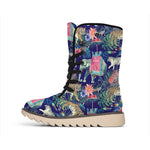 Asian Elephant And Tiger Print Winter Boots