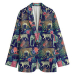 Asian Elephant And Tiger Print Women's Blazer