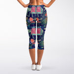 Asian Elephant And Tiger Print Women's Capri Leggings