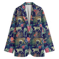 Asian Elephant And Tiger Print Women's Cotton Blazer