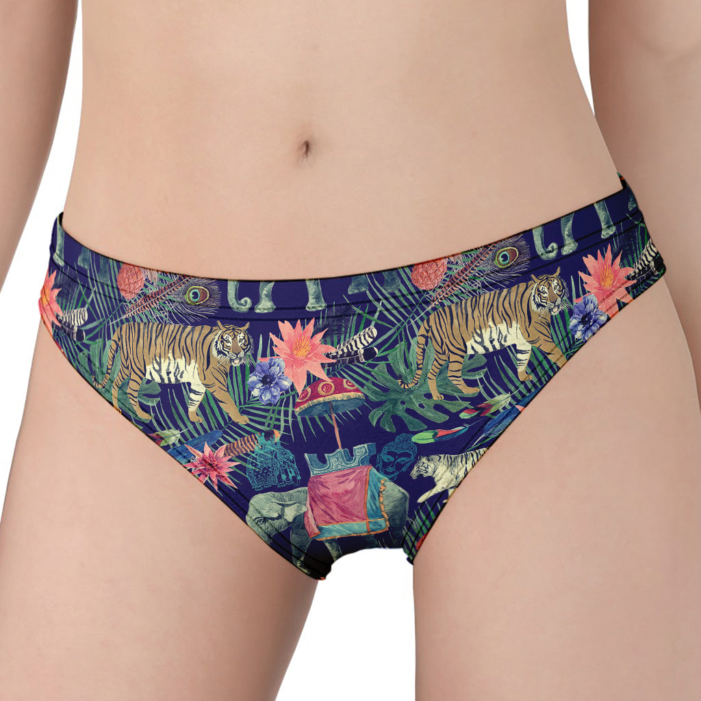 Asian Elephant And Tiger Print Women's Panties