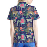 Asian Elephant And Tiger Print Women's Polo Shirt