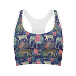 Asian Elephant And Tiger Print Women's Sports Bra