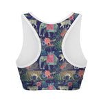 Asian Elephant And Tiger Print Women's Sports Bra