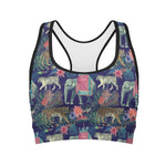 Asian Elephant And Tiger Print Women's Sports Bra