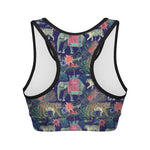 Asian Elephant And Tiger Print Women's Sports Bra