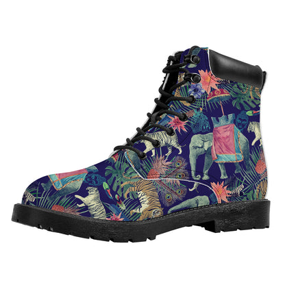 Asian Elephant And Tiger Print Work Boots