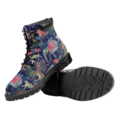 Asian Elephant And Tiger Print Work Boots