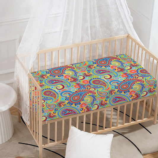 Asian Paisley Pattern Print Baby Crib Sheet