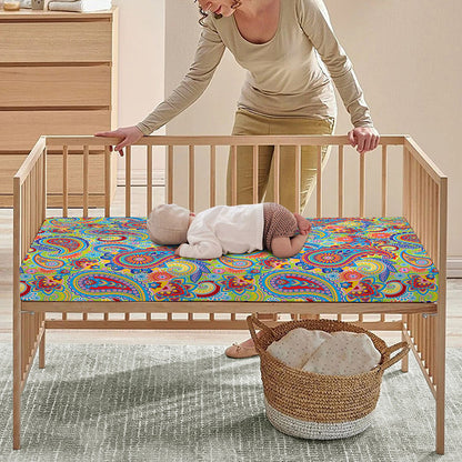 Asian Paisley Pattern Print Baby Crib Sheet