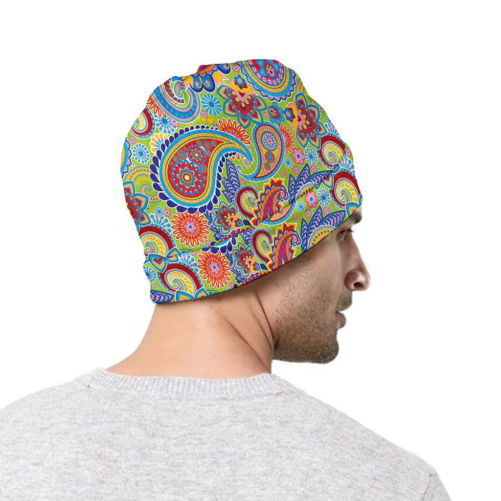 Asian Paisley Pattern Print Beanie