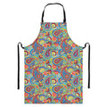 Asian Paisley Pattern Print Bib Apron With Pocket