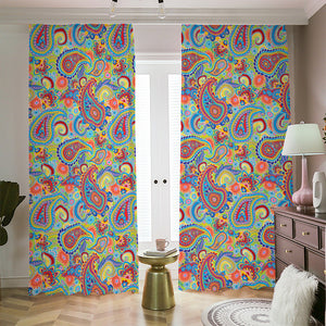 Asian Paisley Pattern Print Blackout Pencil Pleat Curtains