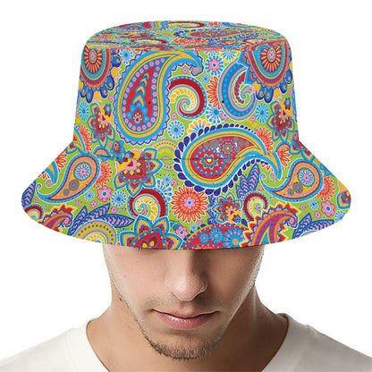 Asian Paisley Pattern Print Bucket Hat