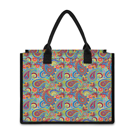 Asian Paisley Pattern Print Canvas Tote Bag