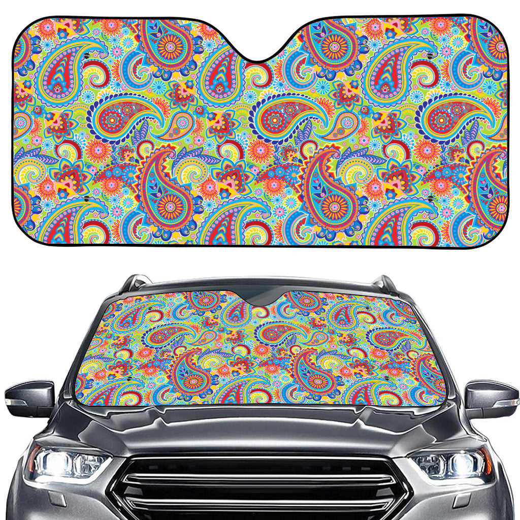 Asian Paisley Pattern Print Car Windshield Sun Shade