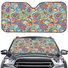 Asian Paisley Pattern Print Car Windshield Sun Shade