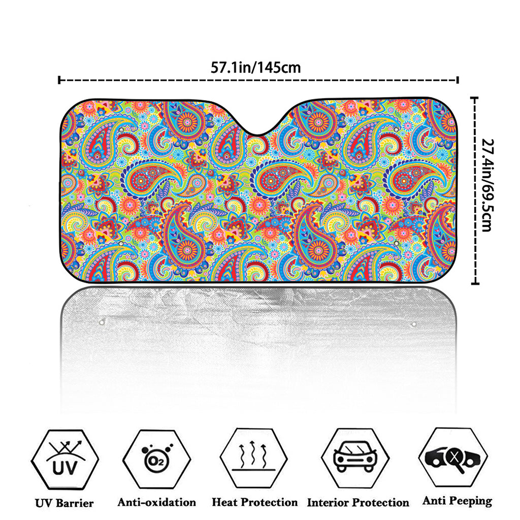 Asian Paisley Pattern Print Car Windshield Sun Shade