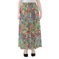Asian Paisley Pattern Print Chiffon Maxi Skirt