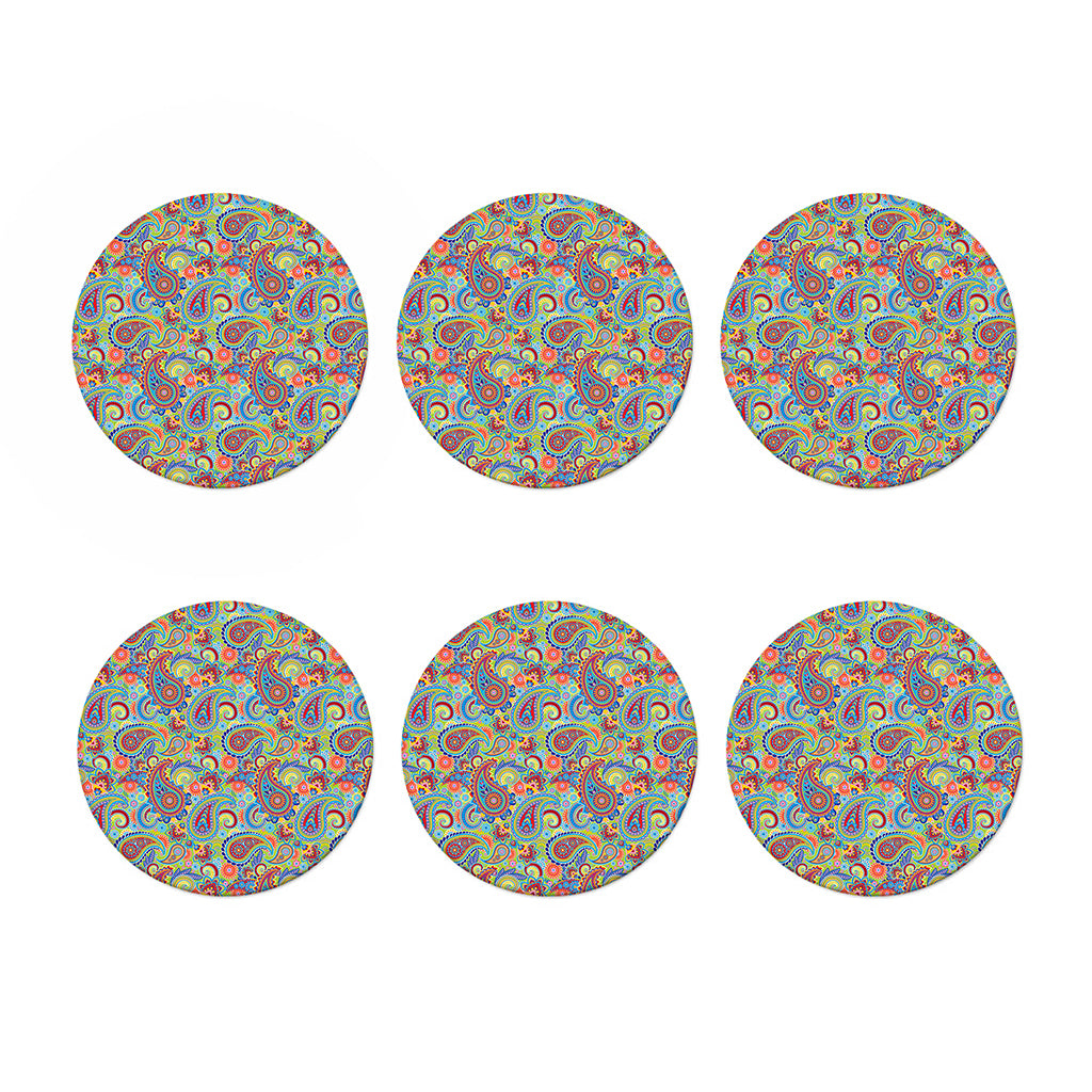 Asian Paisley Pattern Print Coaster Set
