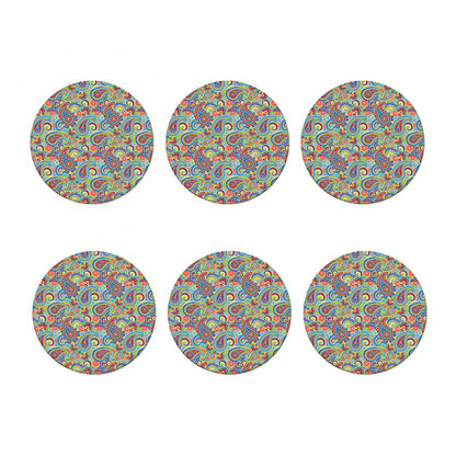 Asian Paisley Pattern Print Coaster Set