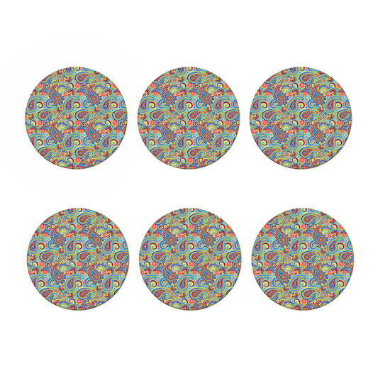 Asian Paisley Pattern Print Coaster Set