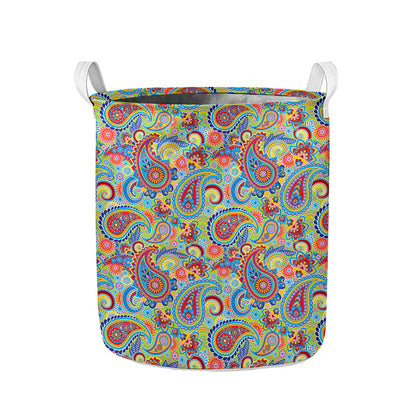 Asian Paisley Pattern Print Collapsible Laundry Basket