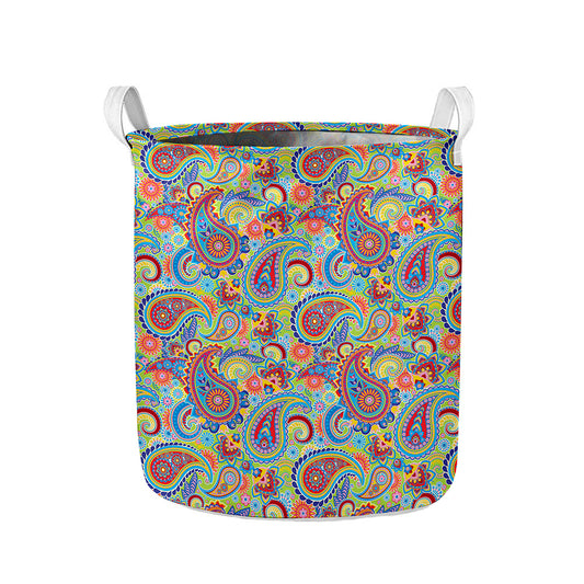 Asian Paisley Pattern Print Collapsible Laundry Basket