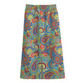 Asian Paisley Pattern Print Cotton Front Slit Maxi Skirt