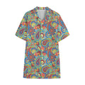 Asian Paisley Pattern Print Cotton Hawaiian Shirt