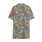 Asian Paisley Pattern Print Cotton Hawaiian Shirt