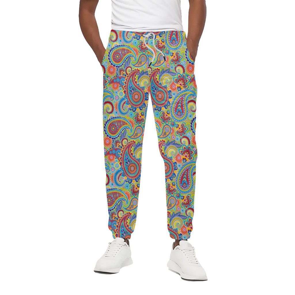 Asian Paisley Pattern Print Cotton Pants