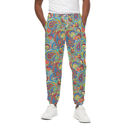 Asian Paisley Pattern Print Cotton Pants