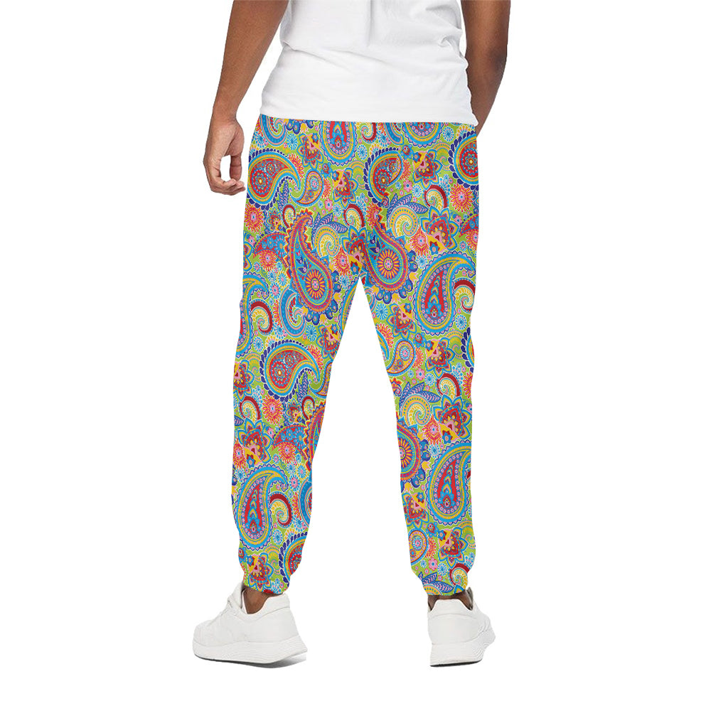 Asian Paisley Pattern Print Cotton Pants