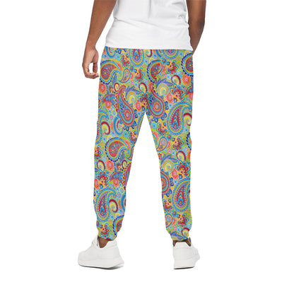 Asian Paisley Pattern Print Cotton Pants