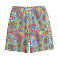 Asian Paisley Pattern Print Cotton Shorts