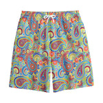 Asian Paisley Pattern Print Cotton Shorts