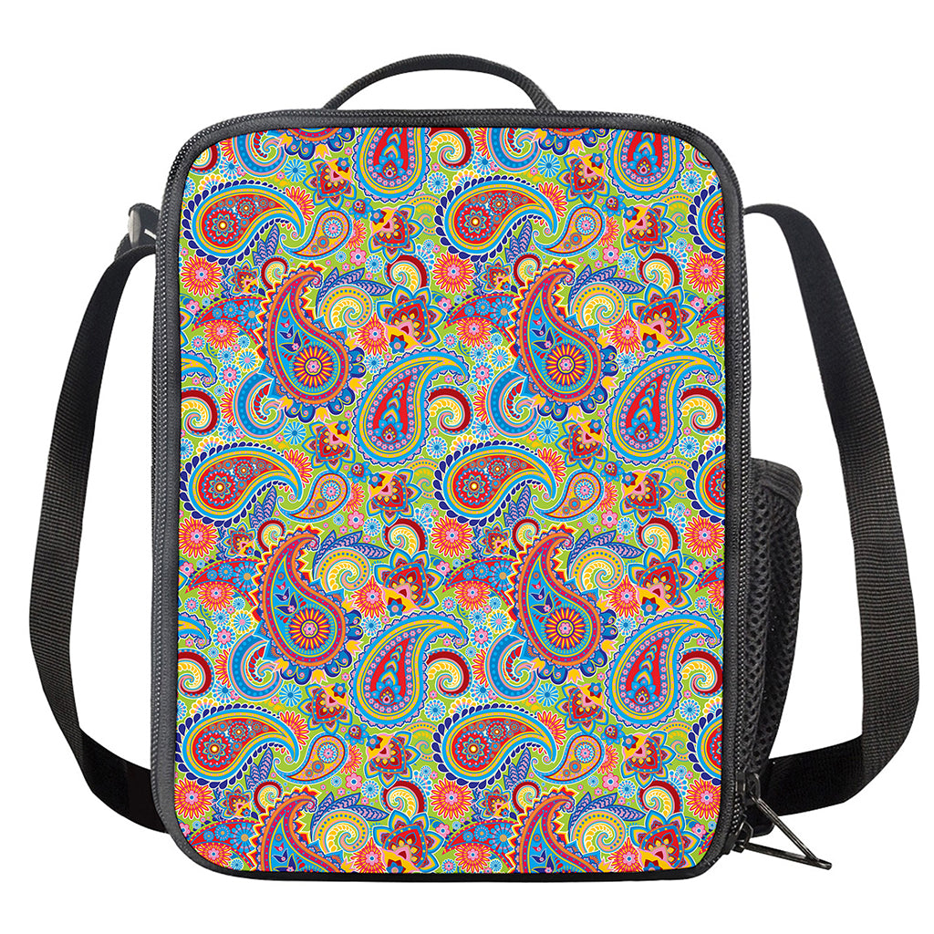 Asian Paisley Pattern Print Crossbody Lunch Bag