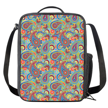 Asian Paisley Pattern Print Crossbody Lunch Bag